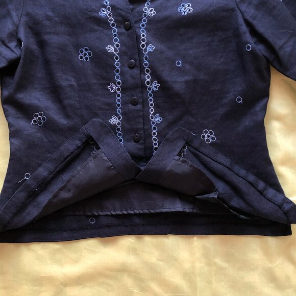 Linen Ink Blue Embellished Suit Shirt - Picture 4 of 13